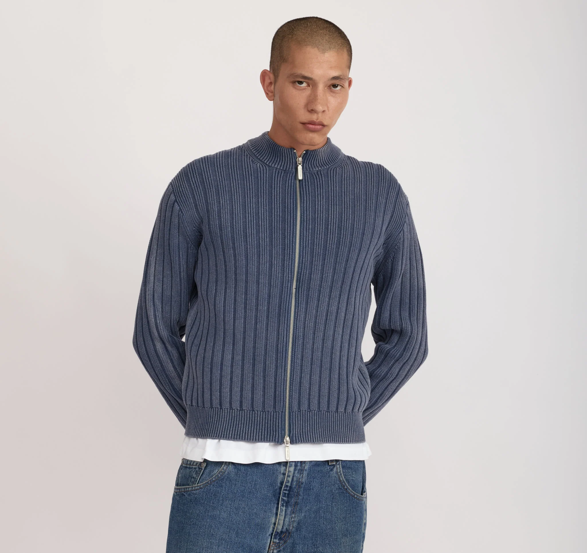 Soft Knit Rib Zip Track Jacket - Image 2