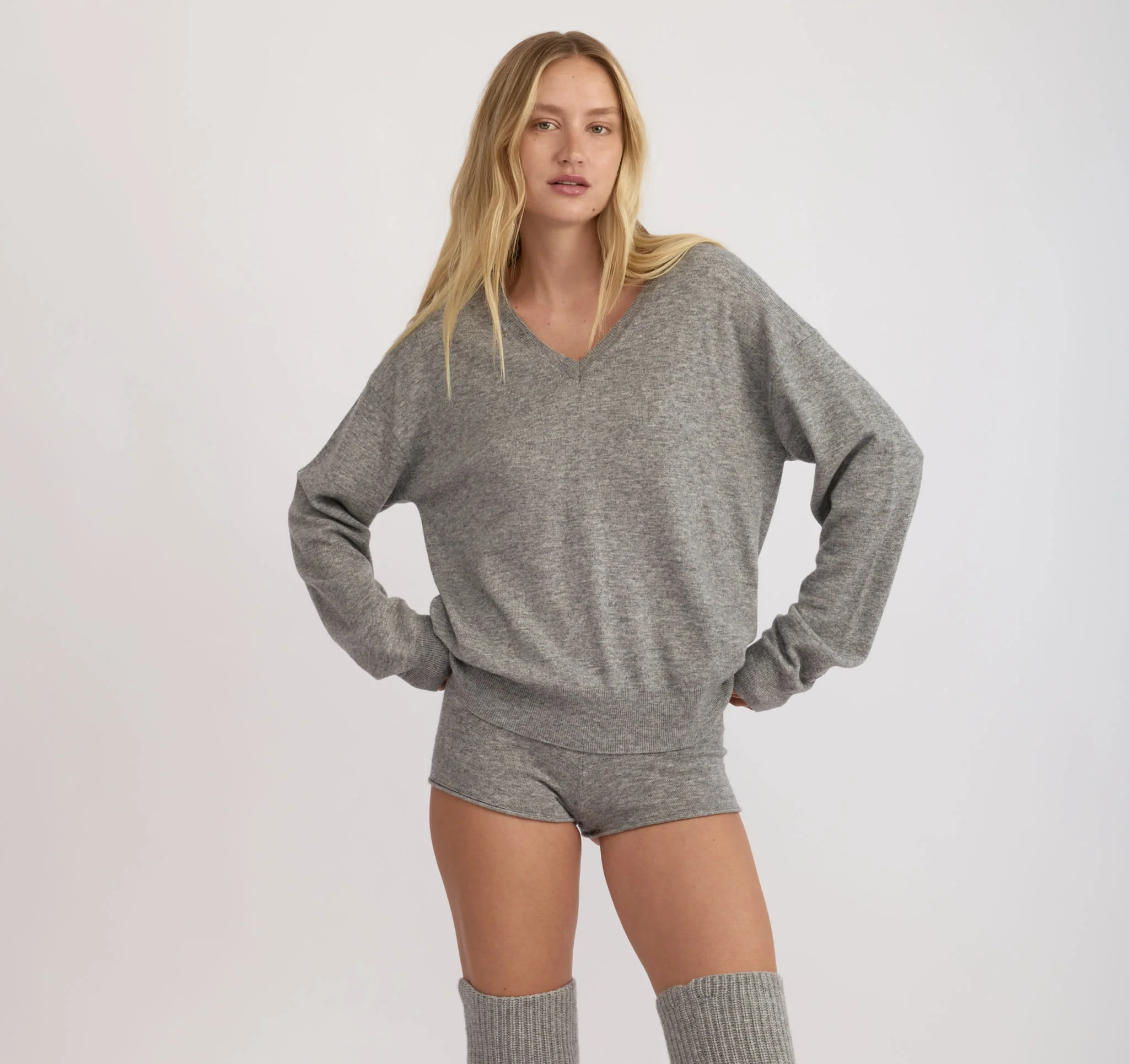Fine Knit V-Neck Sweater - Image 2