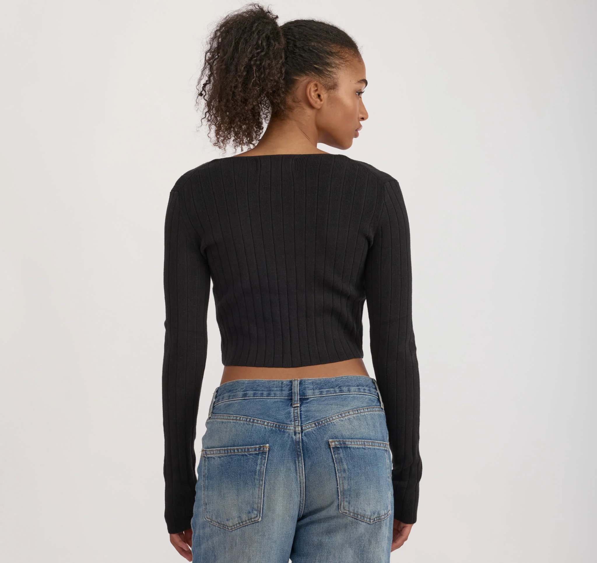 Soft Knit Rib Tie Cardigan - Image 3
