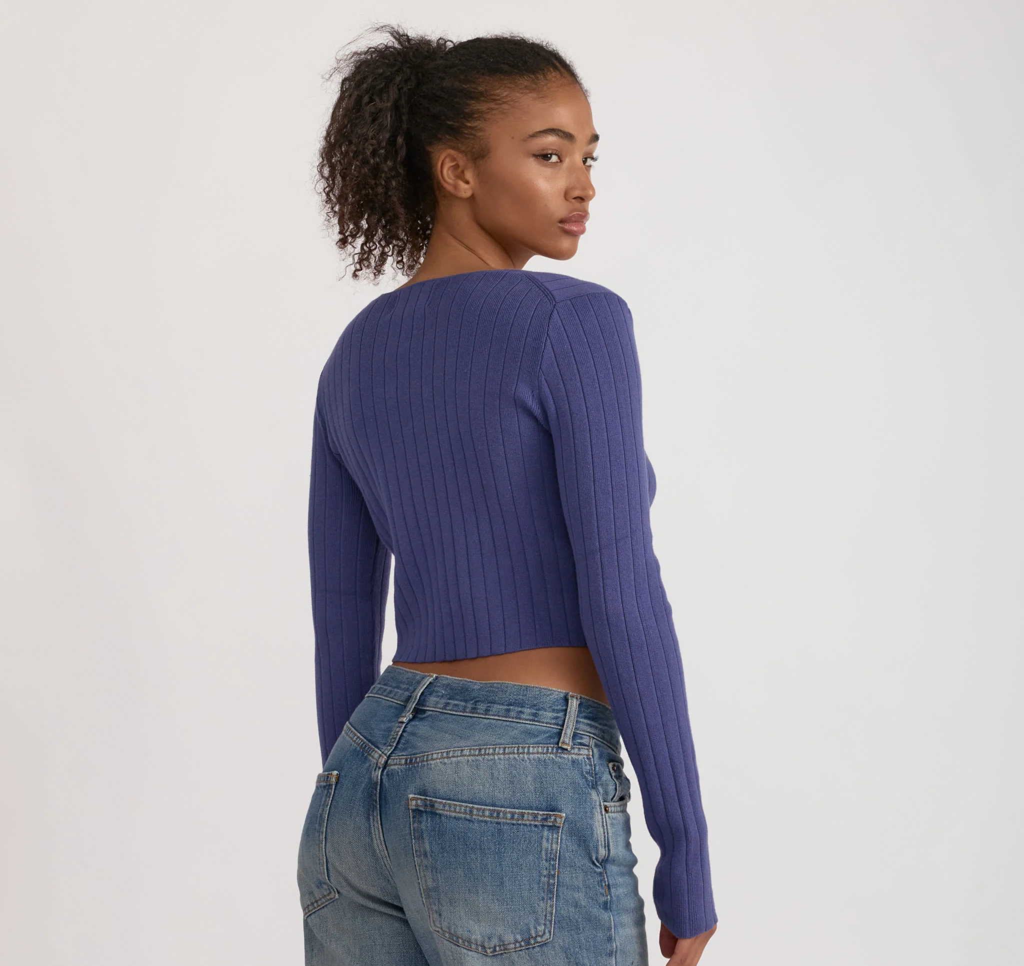 Soft Knit Rib Tie Cardigan - Image 2