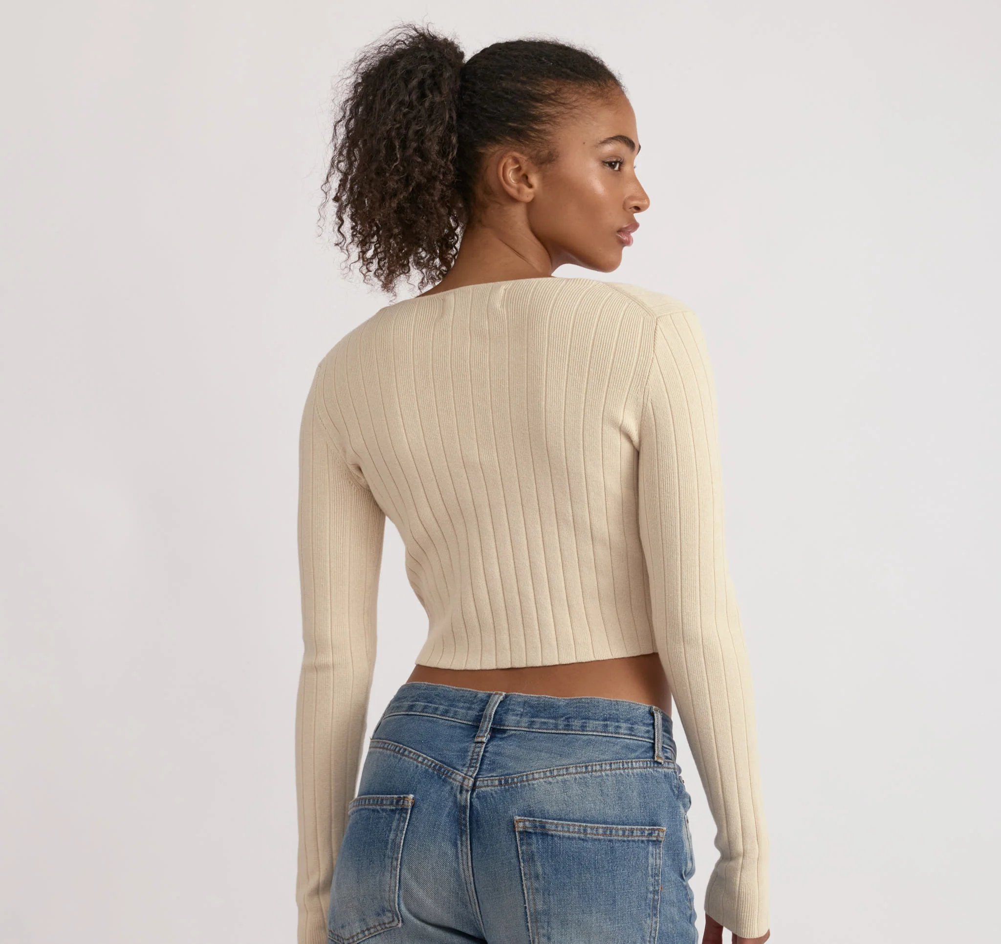 Soft Knit Rib Tie Cardigan - Image 3