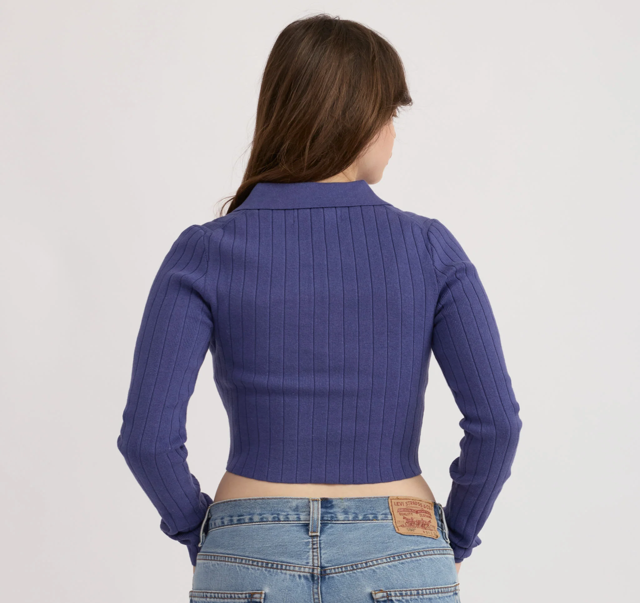 Soft Knit Rib V-Neck Polo - Image 3