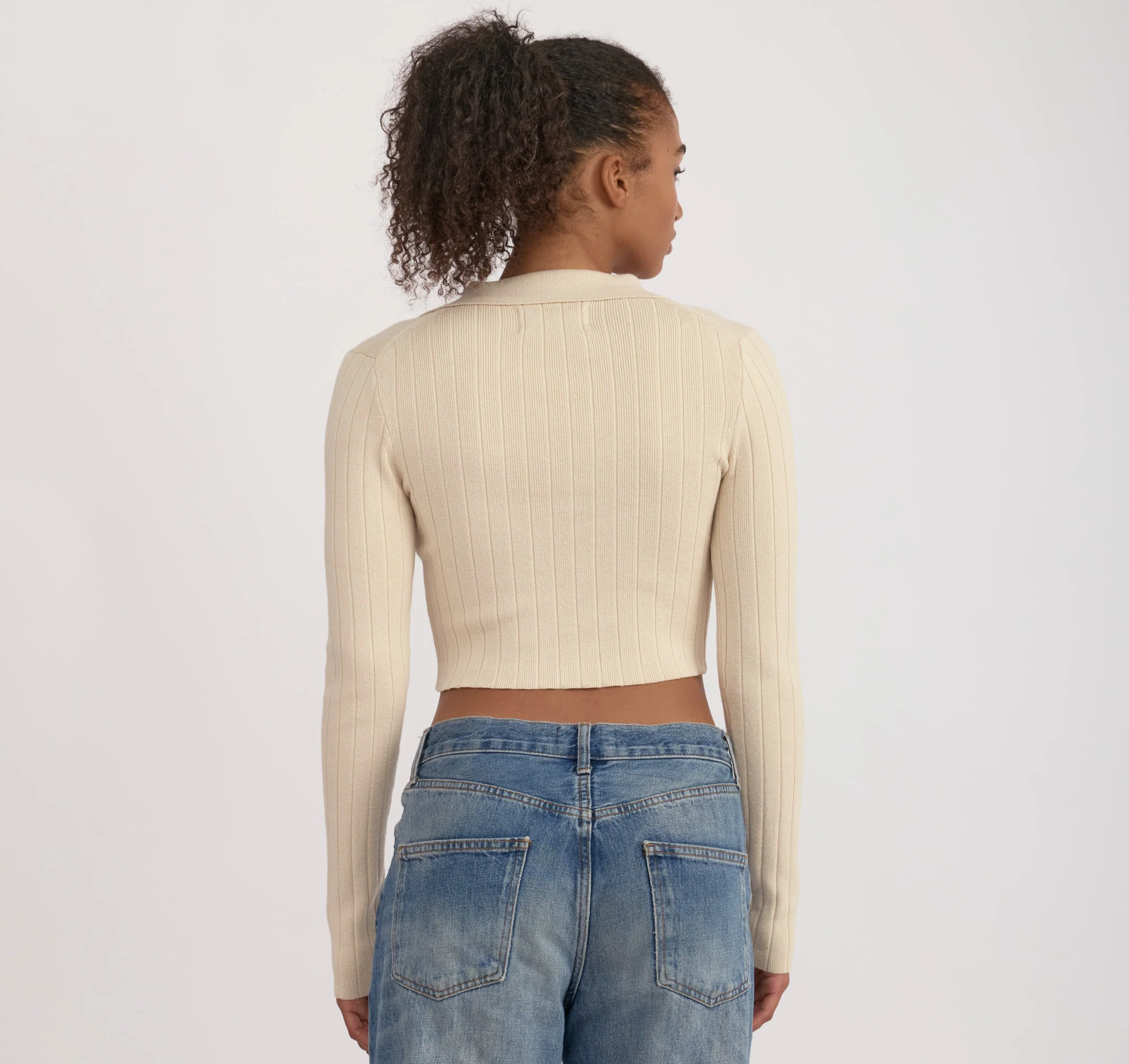 Soft Knit Rib V-Neck Polo - Image 3